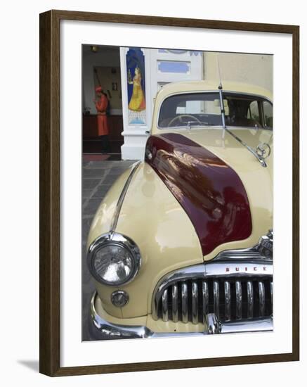 Old Buick Car in Front of Entrance to the City Palace Hotel, Old City, Udaipur, India-Eitan Simanor-Framed Photographic Print