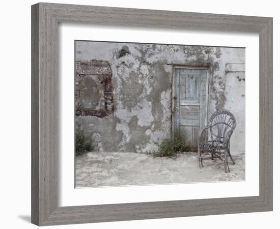 Old Building Chair and Doorway in Town of Oia, Santorini, Greece-Darrell Gulin-Framed Photographic Print