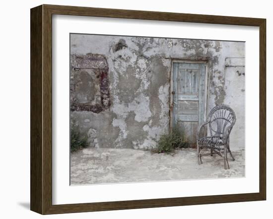 Old Building Chair and Doorway in Town of Oia, Santorini, Greece-Darrell Gulin-Framed Photographic Print