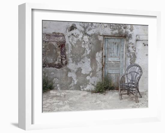 Old Building Chair and Doorway in Town of Oia, Santorini, Greece-Darrell Gulin-Framed Photographic Print