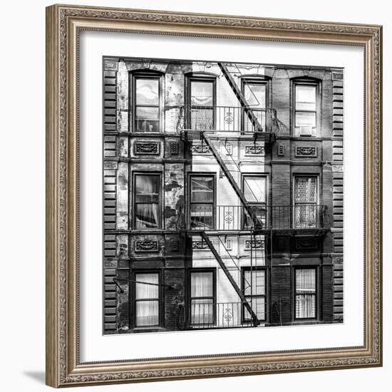 Old Building Facade in the Colors of the American Flag in Times Square - Manhattan - NYC-Philippe Hugonnard-Framed Photographic Print