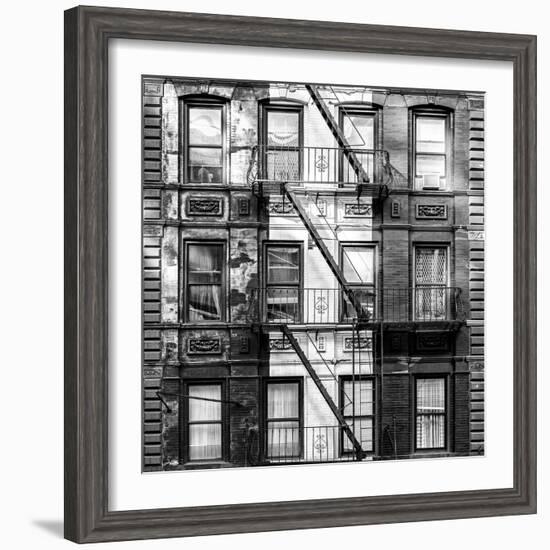 Old Building Facade in the Colors of the American Flag in Times Square - Manhattan - NYC-Philippe Hugonnard-Framed Photographic Print