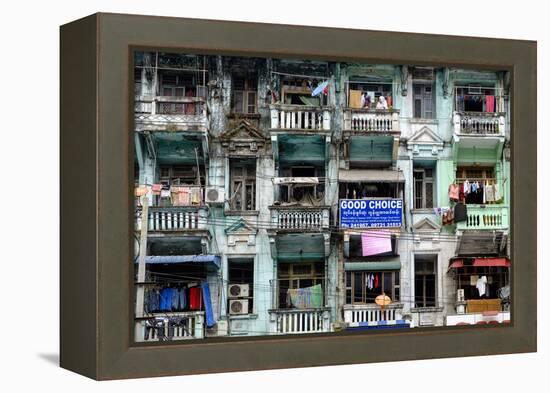 Old Building, Old City, Yangon (Rangoon), Myanmar (Burma), Asia-Nathalie Cuvelier-Framed Premier Image Canvas