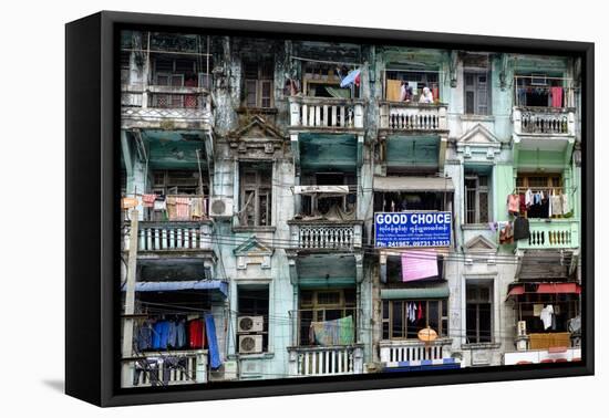 Old Building, Old City, Yangon (Rangoon), Myanmar (Burma), Asia-Nathalie Cuvelier-Framed Premier Image Canvas