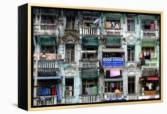 Old Building, Old City, Yangon (Rangoon), Myanmar (Burma), Asia-Nathalie Cuvelier-Framed Premier Image Canvas
