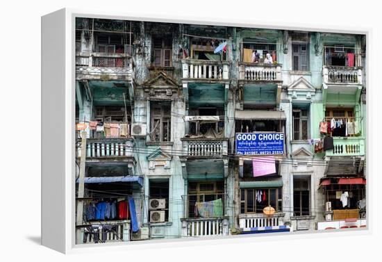 Old Building, Old City, Yangon (Rangoon), Myanmar (Burma), Asia-Nathalie Cuvelier-Framed Premier Image Canvas