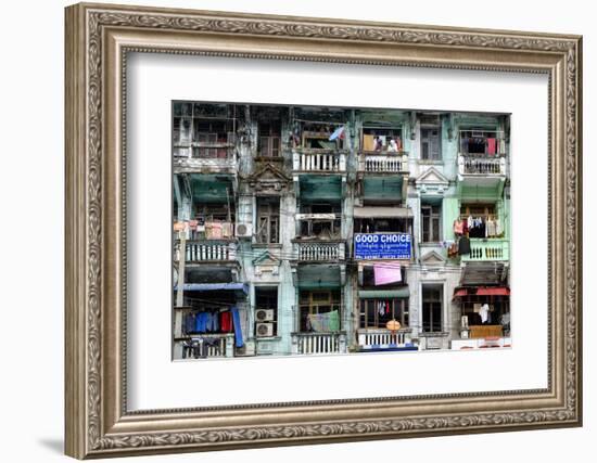 Old Building, Old City, Yangon (Rangoon), Myanmar (Burma), Asia-Nathalie Cuvelier-Framed Photographic Print