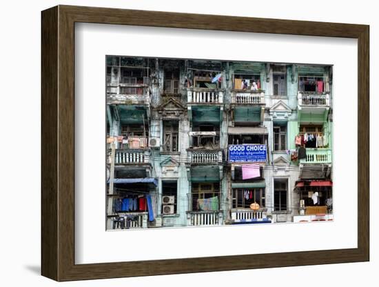 Old Building, Old City, Yangon (Rangoon), Myanmar (Burma), Asia-Nathalie Cuvelier-Framed Photographic Print