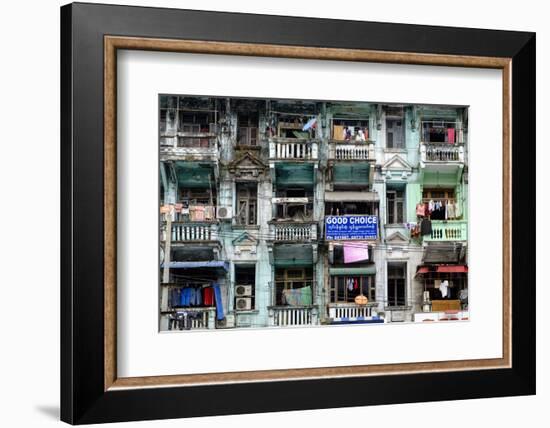 Old Building, Old City, Yangon (Rangoon), Myanmar (Burma), Asia-Nathalie Cuvelier-Framed Photographic Print