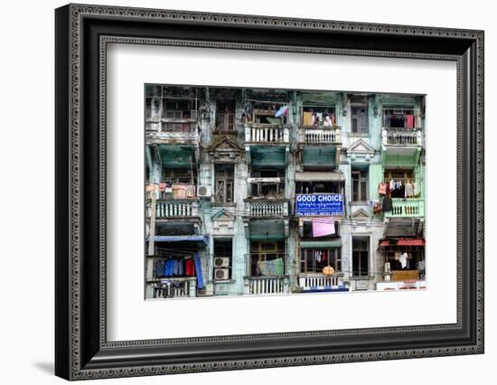 Old Building, Old City, Yangon (Rangoon), Myanmar (Burma), Asia-Nathalie Cuvelier-Framed Photographic Print