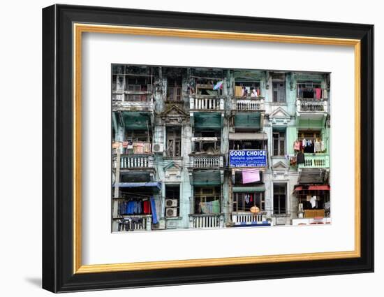Old Building, Old City, Yangon (Rangoon), Myanmar (Burma), Asia-Nathalie Cuvelier-Framed Photographic Print