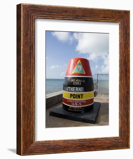 Old Buoy Used as Marker for the Furthest Point South in the United States, Key West, Florida, USA-R H Productions-Framed Premium Photographic Print