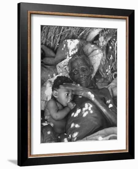 Old Bushman Woman Holding a Baby-null-Framed Photographic Print