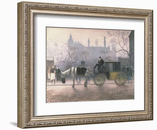 Old Cab at All Saints, Manchester, 1911 (Oil on Canvas)-Adolphe Valette-Framed Giclee Print