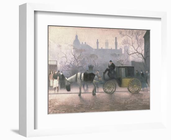 Old Cab at All Saints, Manchester, 1911 (Oil on Canvas)-Adolphe Valette-Framed Giclee Print