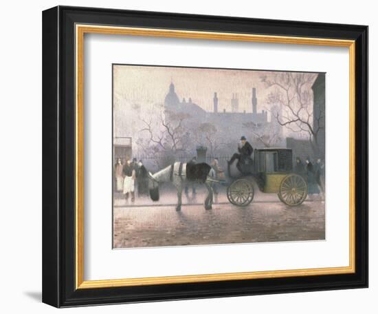 Old Cab at All Saints, Manchester, 1911 (Oil on Canvas)-Adolphe Valette-Framed Giclee Print