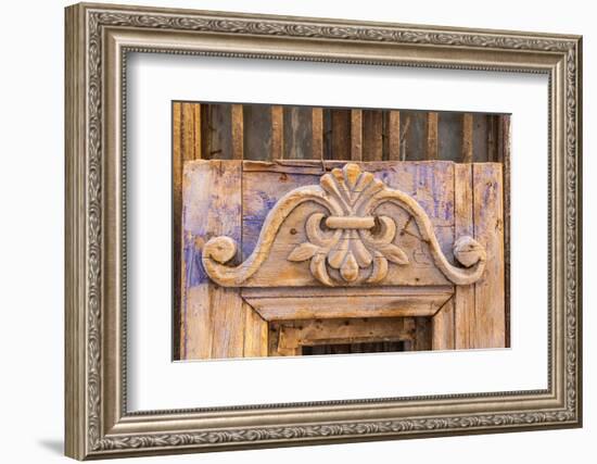 Old Cairo, Cairo, Egypt. Carved decoration on a weathered antique door.-Emily Wilson-Framed Photographic Print