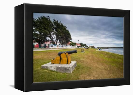 Old cannons on the shore of Stanley, capital of the Falkland Islands, South America-Michael Runkel-Framed Premier Image Canvas