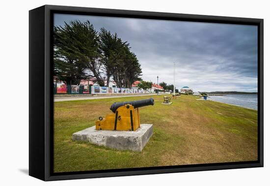 Old cannons on the shore of Stanley, capital of the Falkland Islands, South America-Michael Runkel-Framed Premier Image Canvas