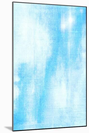 Old Canvas: Abstract Textured Background with White Patterns on Blue Sky-Like Backdrop-iulias-Mounted Art Print