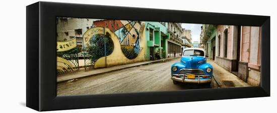 Old Car and a Mural on a Street, Havana, Cuba-null-Framed Stretched Canvas