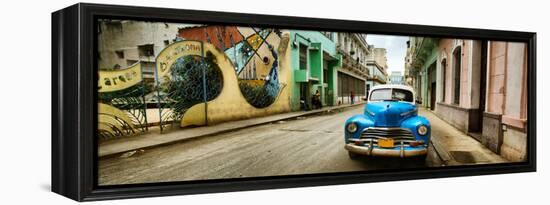 Old Car and a Mural on a Street, Havana, Cuba-null-Framed Stretched Canvas