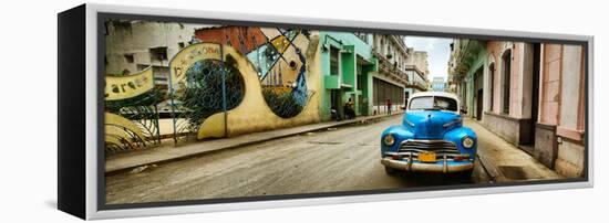 Old Car and a Mural on a Street, Havana, Cuba-null-Framed Stretched Canvas