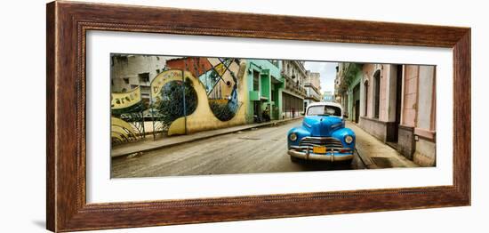 Old Car and a Mural on a Street, Havana, Cuba-null-Framed Photographic Print