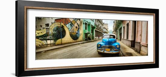 Old Car and a Mural on a Street, Havana, Cuba-null-Framed Photographic Print