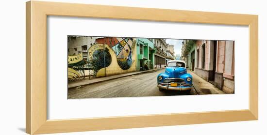 Old Car and a Mural on a Street, Havana, Cuba-null-Framed Photographic Print