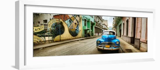 Old Car and a Mural on a Street, Havana, Cuba-null-Framed Photographic Print