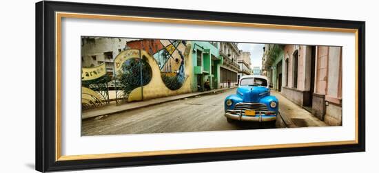 Old Car and a Mural on a Street, Havana, Cuba-null-Framed Photographic Print