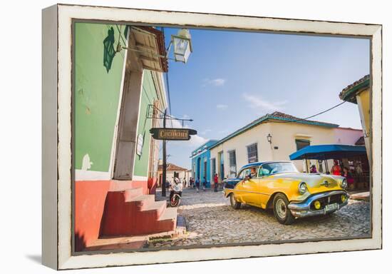 Old Car On Cobblestone Street In Trinidad, Cuba-Erik Kruthoff-Framed Premier Image Canvas