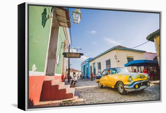 Old Car On Cobblestone Street In Trinidad, Cuba-Erik Kruthoff-Framed Premier Image Canvas