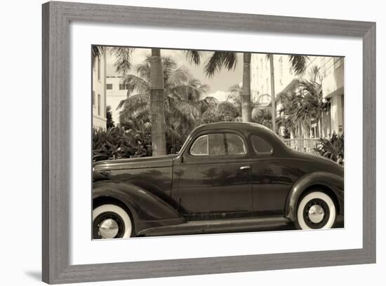 Old Car on Ocean Boulevard, Miami Beach, Florida-George Oze-Framed Photographic Print