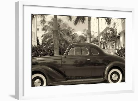 Old Car on Ocean Boulevard, Miami Beach, Florida-George Oze-Framed Photographic Print