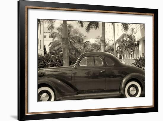 Old Car on Ocean Boulevard, Miami Beach, Florida-George Oze-Framed Photographic Print