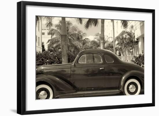 Old Car on Ocean Boulevard, Miami Beach, Florida-George Oze-Framed Photographic Print