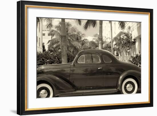 Old Car on Ocean Boulevard, Miami Beach, Florida-George Oze-Framed Photographic Print