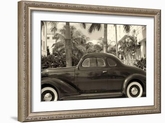 Old Car on Ocean Boulevard, Miami Beach, Florida-George Oze-Framed Photographic Print