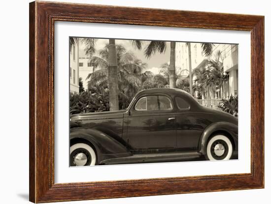 Old Car on Ocean Boulevard, Miami Beach, Florida-George Oze-Framed Photographic Print