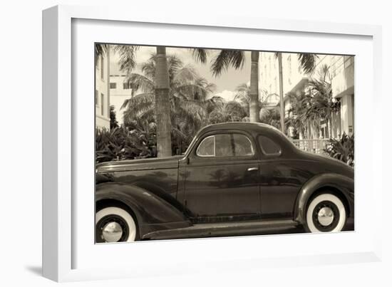 Old Car on Ocean Boulevard, Miami Beach, Florida-George Oze-Framed Photographic Print