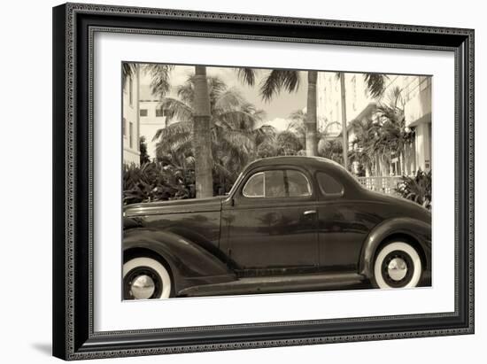 Old Car on Ocean Boulevard, Miami Beach, Florida-George Oze-Framed Photographic Print