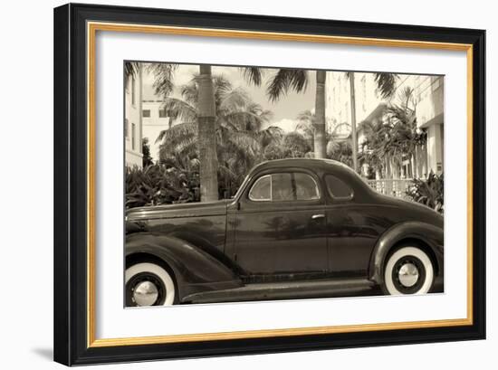 Old Car on Ocean Boulevard, Miami Beach, Florida-George Oze-Framed Photographic Print