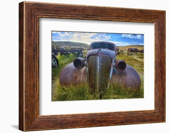 Old Car Rusting Away in a Ghost Town, Bodie, California-George Oze-Framed Photographic Print