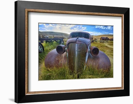 Old Car Rusting Away in a Ghost Town, Bodie, California-George Oze-Framed Photographic Print