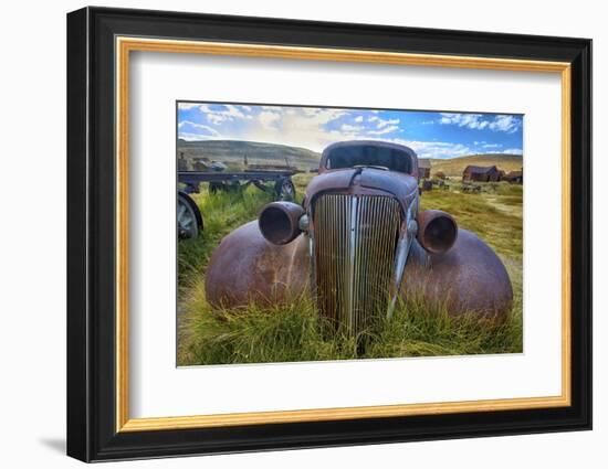 Old Car Rusting Away in a Ghost Town, Bodie, California-George Oze-Framed Photographic Print