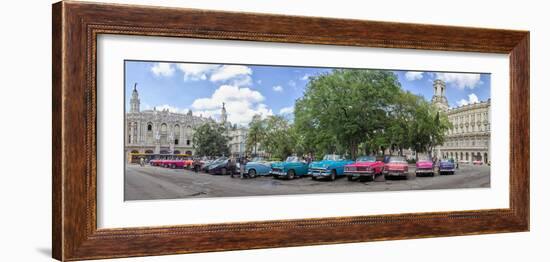 Old cars parked at Parque Central, Havana, Cuba-null-Framed Photographic Print