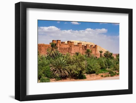 Old castle at foot of Atlas Mountains built with red mudbrick in the ksar of Ait Ben Haddou-Roberto Moiola-Framed Photographic Print