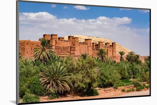 Old castle at foot of Atlas Mountains built with red mudbrick in the ksar of Ait Ben Haddou-Roberto Moiola-Mounted Photographic Print